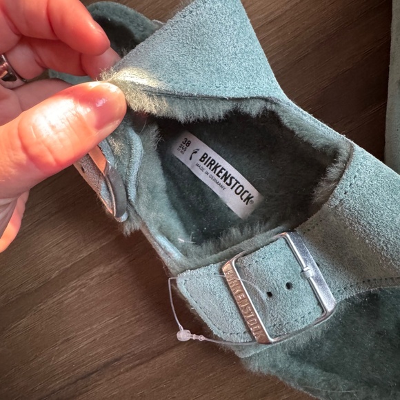 Fuzzy Teal Birkenstocks - Picture 2 of 3